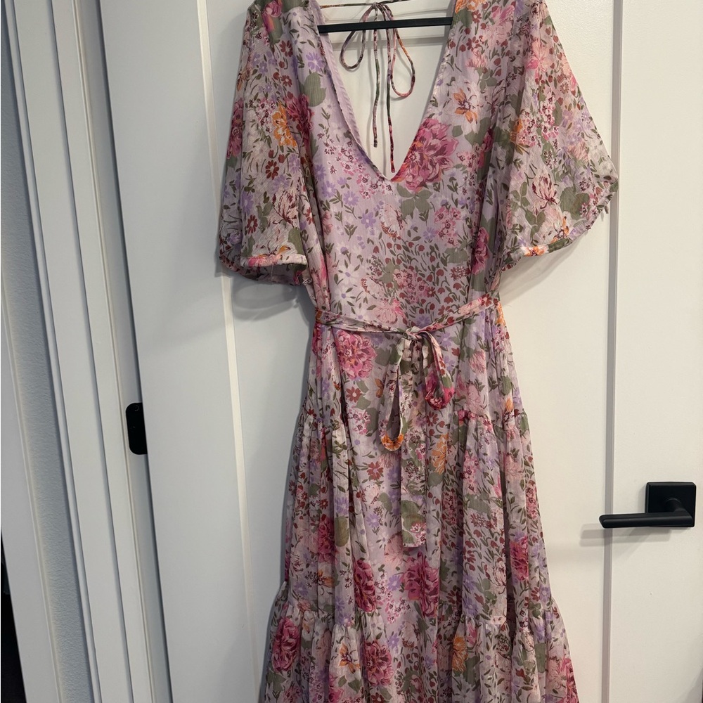 Pink and Purple Floral Maxi Dress
